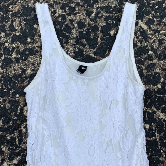 White floral babydoll lace mini dress - Picture 2 of 4